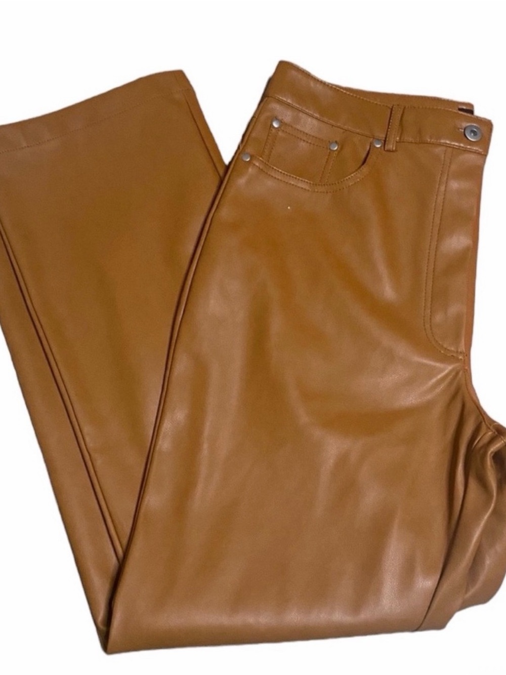 NEW! 7 For All Mankind Faux Leather Pants in Cognac Brown size small